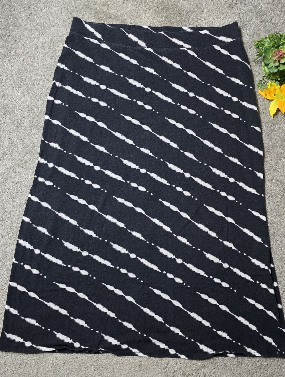Sonoma Black and White Tie Dye Maxi Skirt Casual Style Size 1X